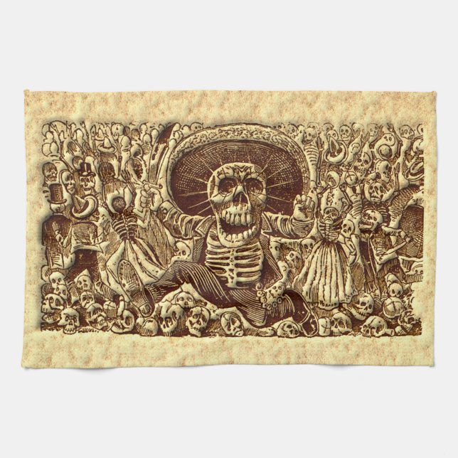 Halloween Skeleton Pirate Kitchen Towel (Horizontal)