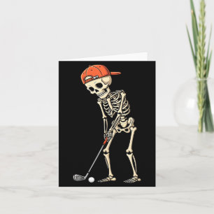 Halloween Skeleton Playing Golf Funny Golfer Boys Card