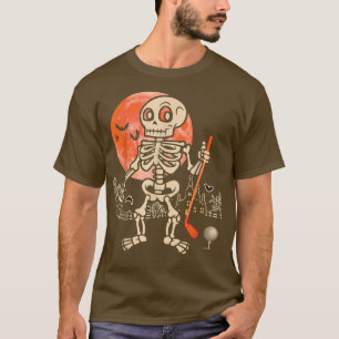 Halloween Skeleton Playing Golf Funny Player Coach T-Shirt
