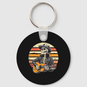 Halloween Skeleton Playing Guitar Rock And Roll Nd Keychain