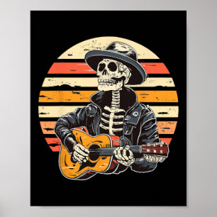 Halloween Skeleton Playing Guitar Rock And Roll Nd Poster