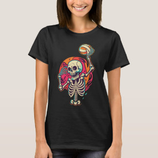 Halloween Skeleton Playing Volleyball T-Shirt