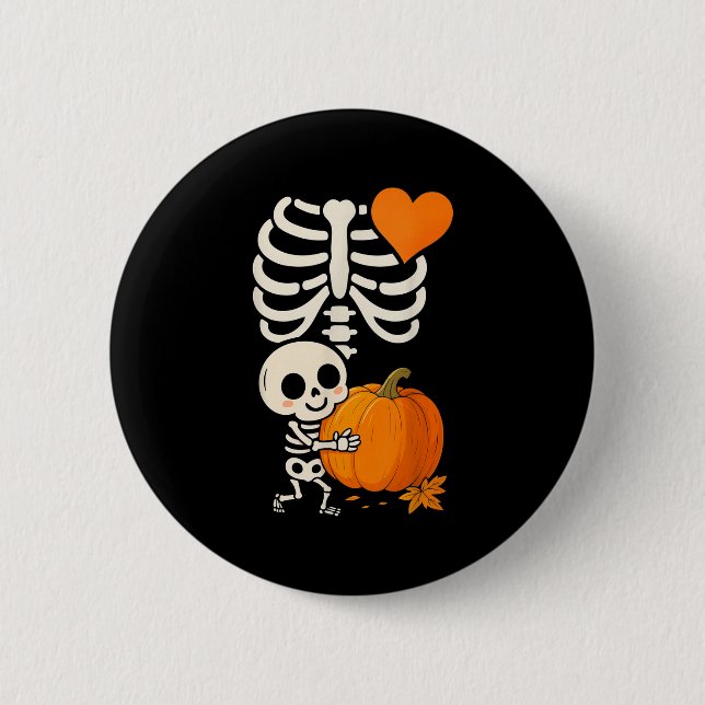 Halloween Skeleton Pregnancy Announcement Soky Mom 2 Inch Round Button (Front)