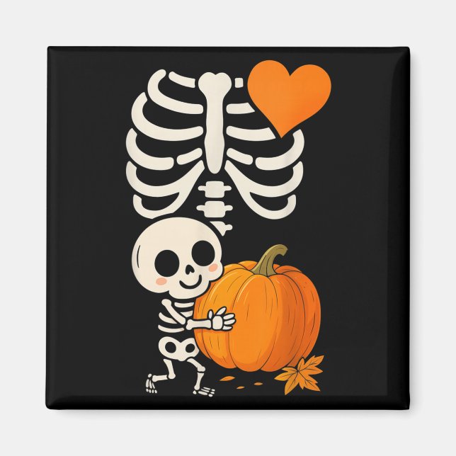 Halloween Skeleton Pregnancy Announcement Soky Mom Magnet (Front)
