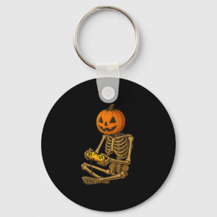 Halloween Skeleton Pumpkin Gamer Video Gaming Men  Keychain