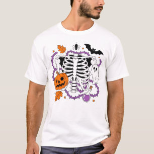 Halloween Skeleton Pumpkin Gothic Spooky Dark T-Shirt