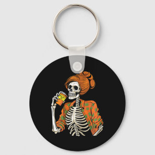 Halloween Skeleton Pumpkin Spice Latte Keychain
