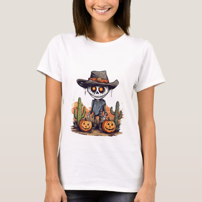 Halloween Skeleton Pumpkin T-shirt (Front)