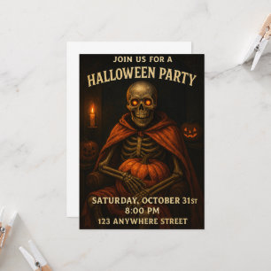 Halloween Skeleton Pumpkin Theme Party Invitation