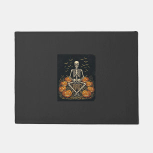 Halloween Skeleton Pumpkin Vintage Retro Design_1 Doormat