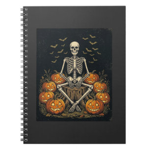 Halloween Skeleton Pumpkin Vintage Retro Design_1 Notebook