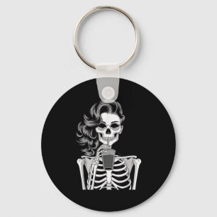 Halloween Skeleton Retro Style Drink Beverage Quir Keychain