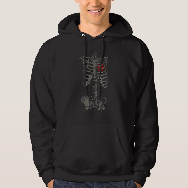 Halloween Skeleton Rib Cage Heart Rose Day Of The  Hoodie (Front)