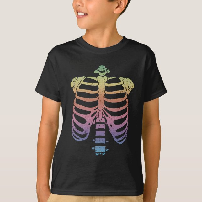 Halloween Skeleton Rib Cage Zombie Costume Tee  (Front)