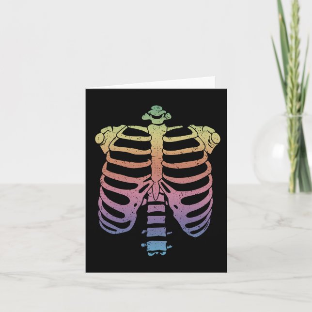 Halloween Skeleton Rib Cage Zombie Costume Tee  Card (Front)