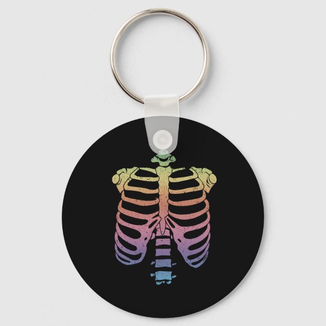 Halloween Skeleton Rib Cage  Zombie Costume Tee  Keychain (Front)