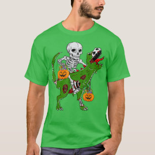 Halloween Skeleton Riding Dinosaur With Pumpkin La T-Shirt
