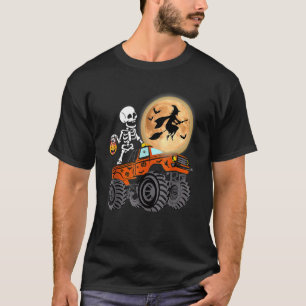 Halloween Skeleton Riding Monster Truck Costume Ki T-Shirt