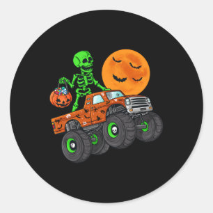 Halloween Skeleton Riding Monster Truck Toddler Bo Classic Round Sticker