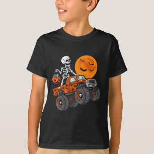 Halloween Skeleton Riding Monster Truck Toddler Bo T-Shirt