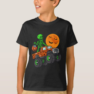 Halloween Skeleton Riding Monster Truck Toddler Bo T-Shirt