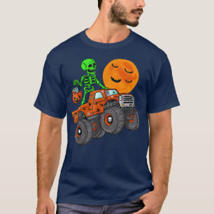 Halloween Skeleton Riding Monster Truck Toddler Bo T-Shirt