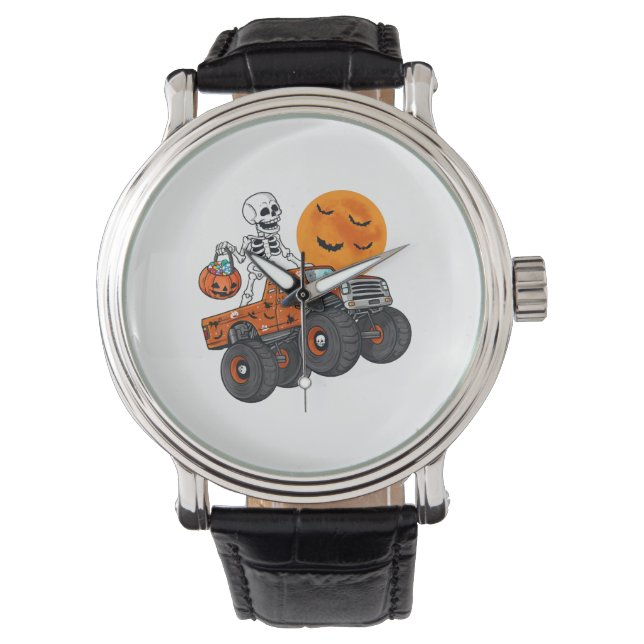 Halloween Skeleton Riding Monster Truck Watch (Front)