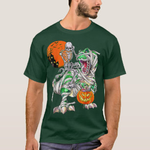 Halloween Skeleton Riding Mummy Dinosaur T re Pump T-Shirt