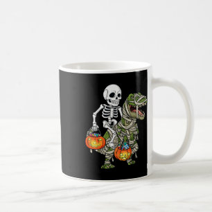 Halloween Skeleton Riding Mummy Dinosaur T Rex Fun Coffee Mug