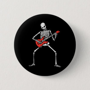 Halloween Skeleton Rock Guitar Costume Rocker Men  2 Inch Round Button