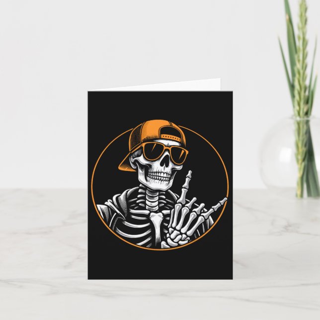 Halloween Skeleton Rock Hand  Card (Front)