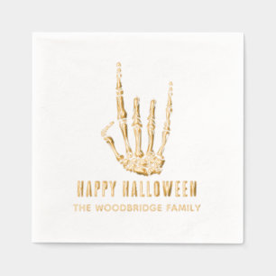 Halloween Skeleton Rock Hand Modern Custom Foil Napkins