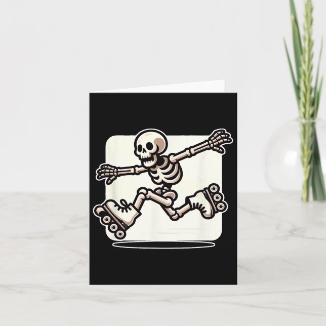 Halloween Skeleton Roller Skating Skater  Card (Front)