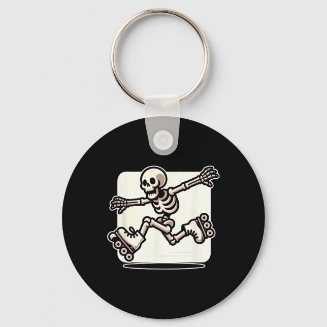 Halloween Skeleton Roller Skating Skater  Keychain (Front)