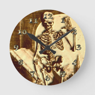 Halloween Skeleton Round Clock