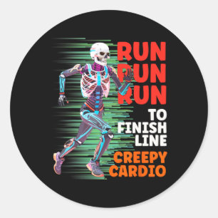 Halloween Skeleton Runner Creepy Cardio Jogger Spo Classic Round Sticker