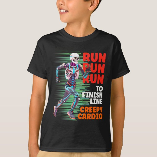 Halloween Skeleton Runner Creepy Cardio Jogger Spo T-Shirt (Front)