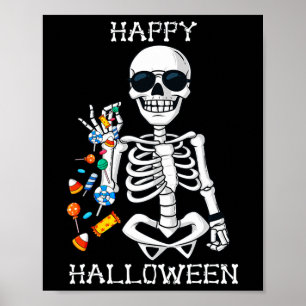 Halloween Skeleton Salting Candy Fun Poster