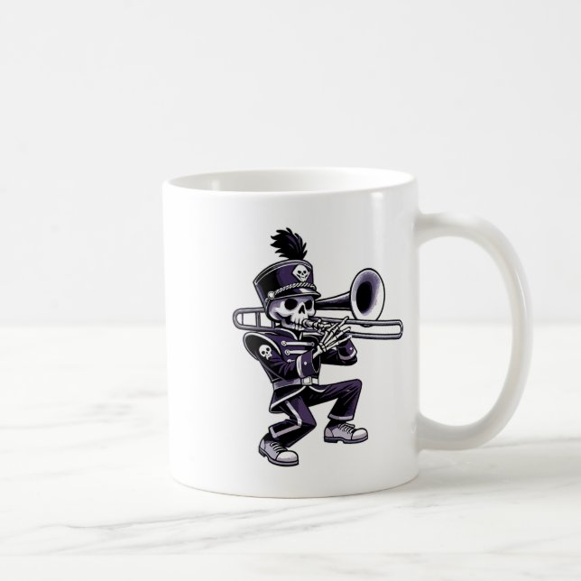 Halloween Skeleton School Marching Band Trombone P Coffee Mug (Right)