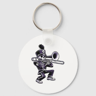 Halloween Skeleton School Marching Band Trombone P Keychain