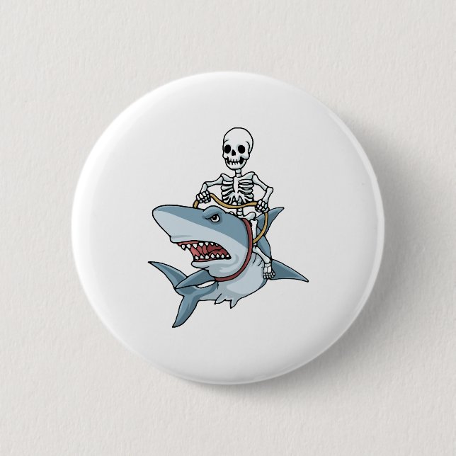 Halloween Skeleton Shark Funny Halloween Gift 2 Inch Round Button (Front)