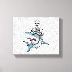 Halloween Skeleton Shark Funny Halloween Gift Canvas Print