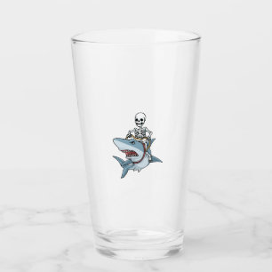Halloween Skeleton Shark Funny Halloween Gift Glass