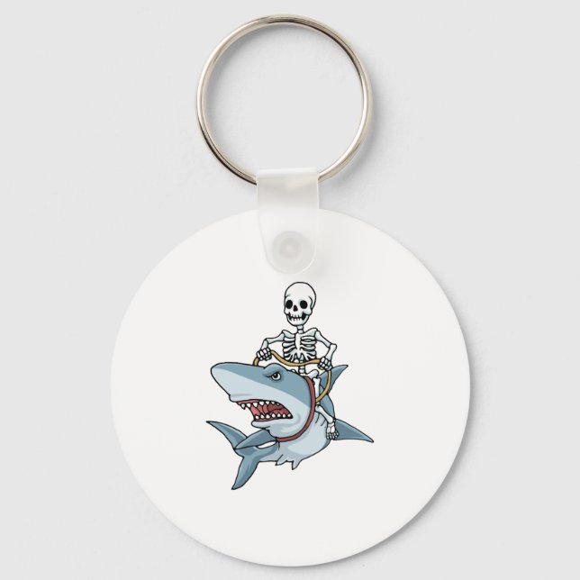 Halloween Skeleton Shark Funny Halloween Gift Keychain (Front)