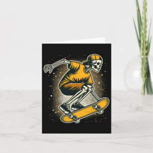 Halloween Skeleton Skater Skateboard Card