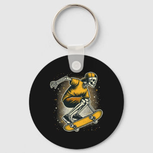 Halloween Skeleton Skater Skateboard Keychain