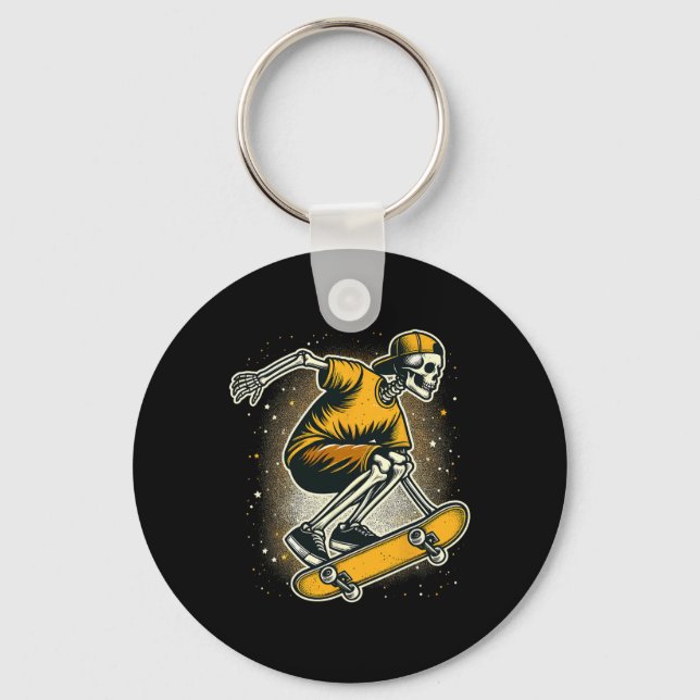 Halloween Skeleton Skater Skateboard  Keychain (Front)