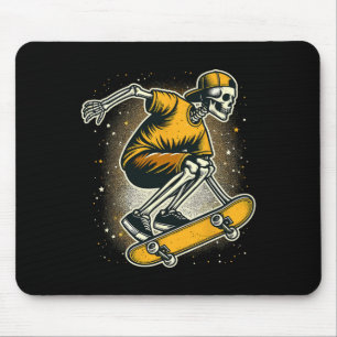 Halloween Skeleton Skater Skateboard Mouse Pad