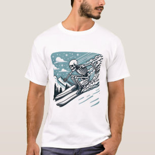 Halloween Skeleton Skiing T-Shirt