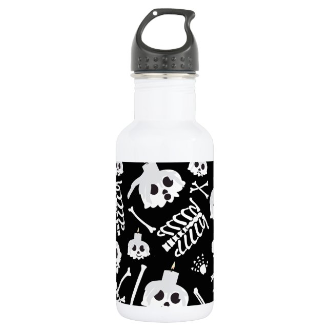 Halloween Skeleton Skull Bones 532 Ml Water Bottle (Front)